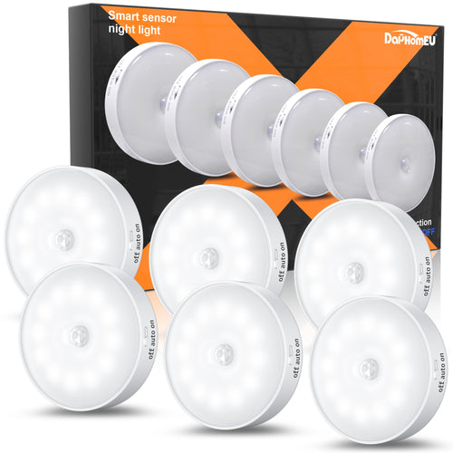 daphomeu 2 Stück Nachtlicht mit Bewegungsmelder,USB Wiederaufladbare LED-Licht,Schrankbeleuchtung,Bewegungsmelder innen für Treppenbeleuchtung,Schlafzimmer, Küche, Kinderzimmer.（Warmweiß）