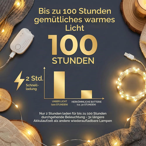 Lichterkette Aufladbar mit Fernbedienung,5M 50 LED Lichterkette(1Pc)
