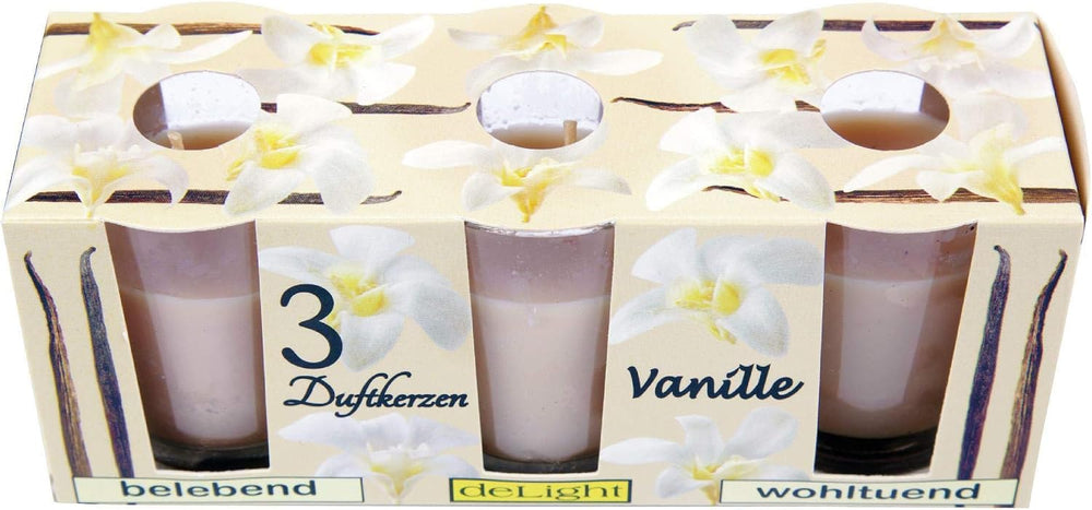 Duftkerzen im Glas, Vanille, warm & süß, 3er-Kerzenset