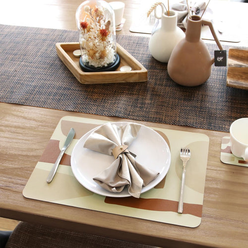 Casaido Platzdeckchen Abwaschbar, Tischsets Leder Und Untersetzer, Tischset Set Mit 4 Untersetzern Und 4 Platzsets Abwaschbar Tischset rutschfest