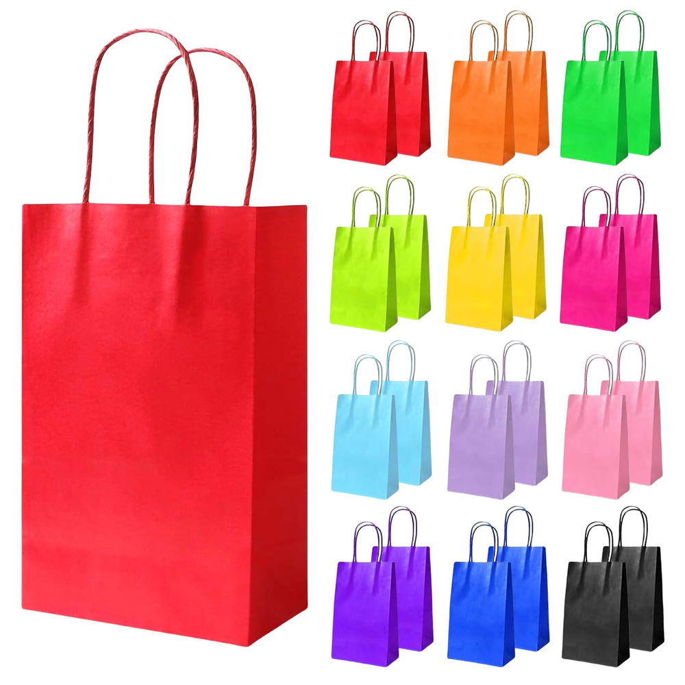 Flintronic Papiertüten aus Kraftpapier, 10 Stück mit Henkel, Geschenkverpackung, Tüten Eschenktüten, Gastgeschenke Tüten, Mitgebseltüten, Geschenktüten Set - Mehrere Farben(15 * 8 * 21CM)