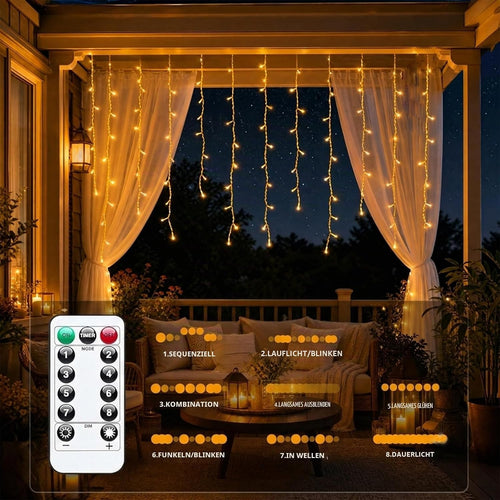 LED Lichtervorhang Innen 1x1m,Lichterkette Vorhang mit Fernbedienung