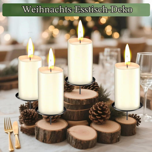 Adventskranz Kerzenhalter 6cm: 4 Stück Advents Kerzenständer für Stumpenkerzen | Metall Adventskerzenhalter mit Dorn | Weihnachtskranz Deko | Schwarz