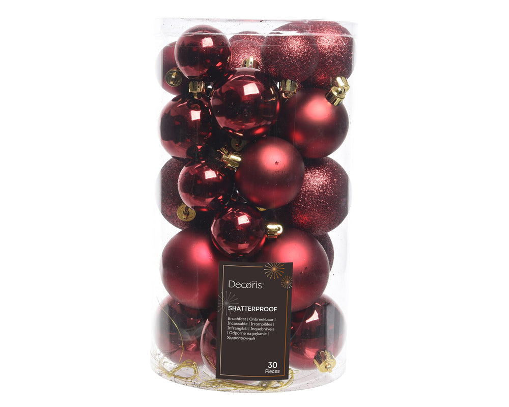Kaemingk Weihnachtskugeln Kunststoff 4-6cm Mix 30er Set - bruchsichere Christbaumkugeln Weihnachtsbaumkugeln für Weihnachten - Christbaumschmuck & Weihnachtsbaumschmuck - Rosmarin