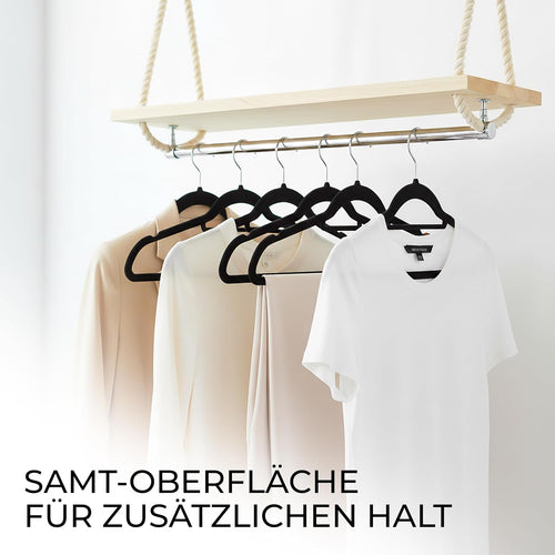 Utopia Home - Premium Kleiderbügel aus Samt (Schwarz, 50er-Pack)