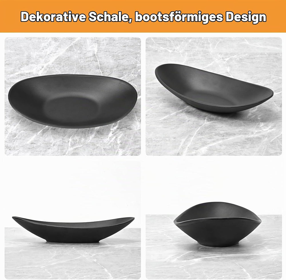 Schwarze Schmucktablett Schlüsselschale ，26.5x14cm，Kosmetiktablett Oval Schale Tablett für Flur schlüssel Schale im Eingangsbereich，dekoschalen，schmuckschale