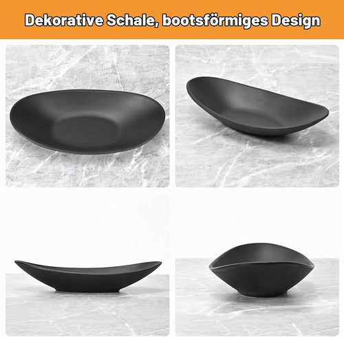 Schwarze Schmucktablett Schlüsselschale ，26.5x14cm，Kosmetiktablett Oval Schale Tablett für Flur schlüssel Schale im Eingangsbereich，dekoschalen，schmuckschale