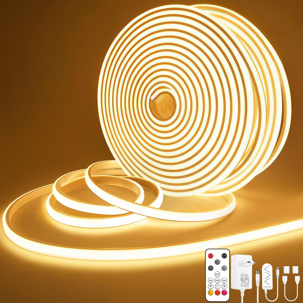 Lamomo COB LED Streifen, Warmweiss Dimmbar Leiste mit Fernbedienung, 5m 24V