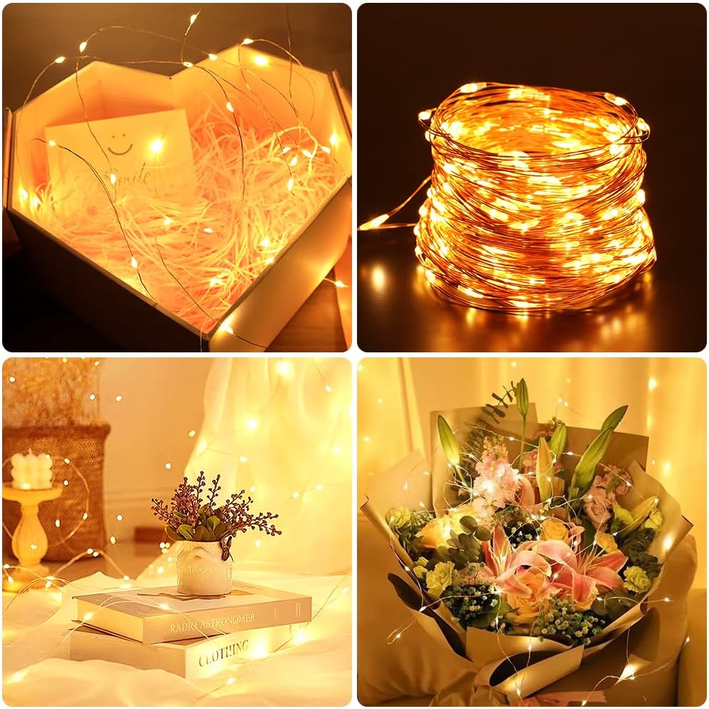 Vicloon LED Lichterkette USB, 2 Stück DIY kleine Lichterketten mit Fernbedienung,10m 100LED 8 Modi und Timer,LED Mini Lichterkette für Weihnachten, Schlafzimmer, Party,Hochzeit,Garten