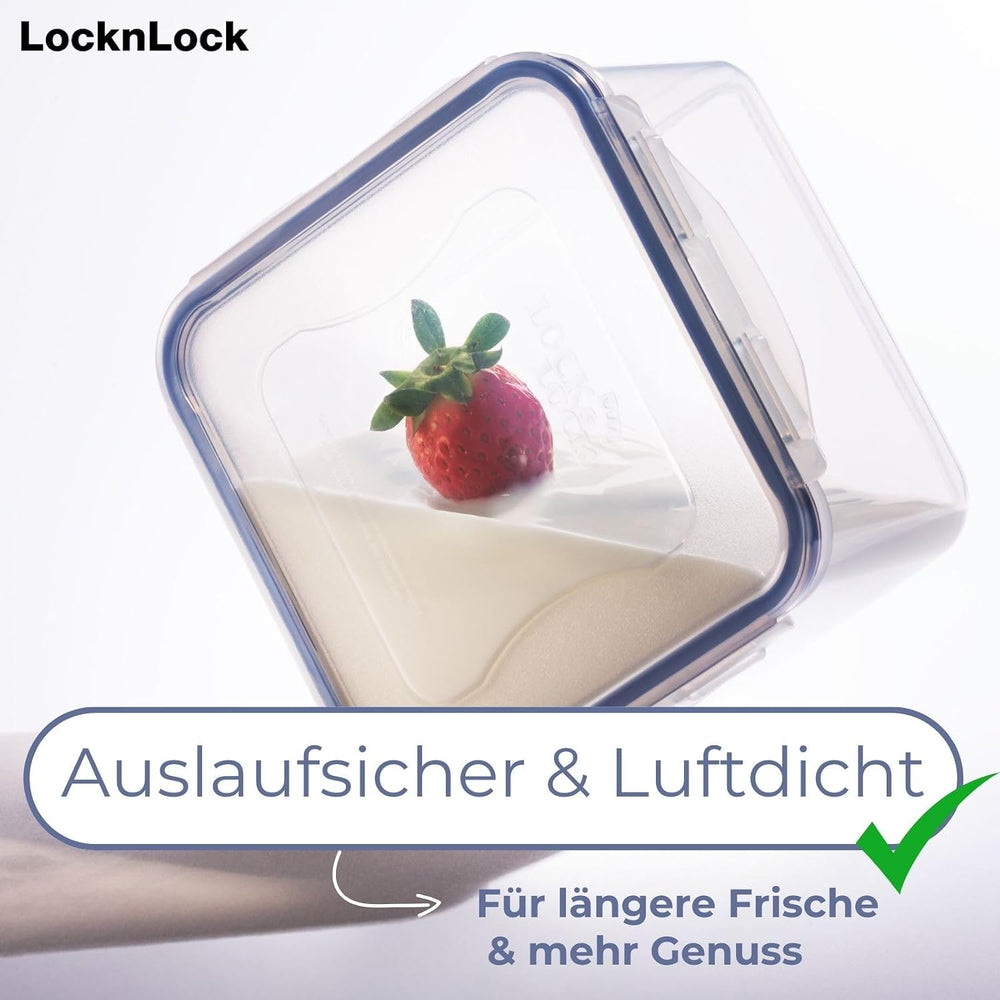 LocknLock PP Classic Vorratsdose mit Ablaufgitter | 1 L | 20,5 x 13,4 x 6,9 cm | 100 % luft- und wasserdicht | Gefrier-& Kühlschrank Organizer | Spülmaschinen-& Mikrowellengeeignet