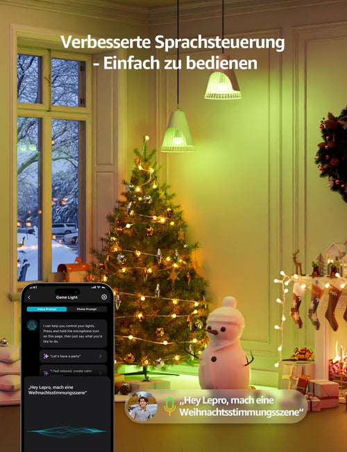 Lepro AI Smart Glühbirne B1, E27, 8,5W, 806lm, dimmbar, RGB+CCT