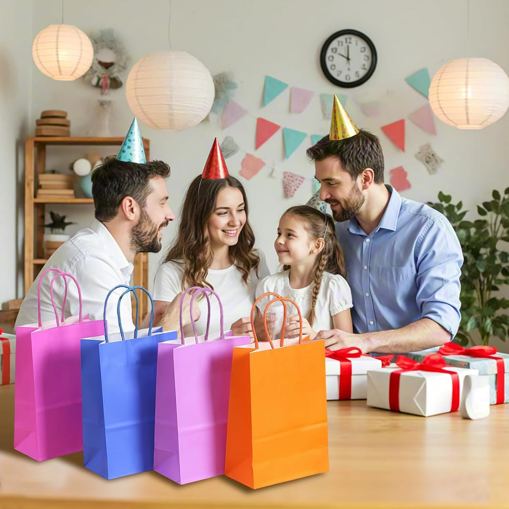 Flintronic Papiertüten aus Kraftpapier, 10 Stück mit Henkel, Geschenkverpackung, Tüten Eschenktüten, Gastgeschenke Tüten, Mitgebseltüten, Geschenktüten Set - Mehrere Farben(15 * 8 * 21CM)