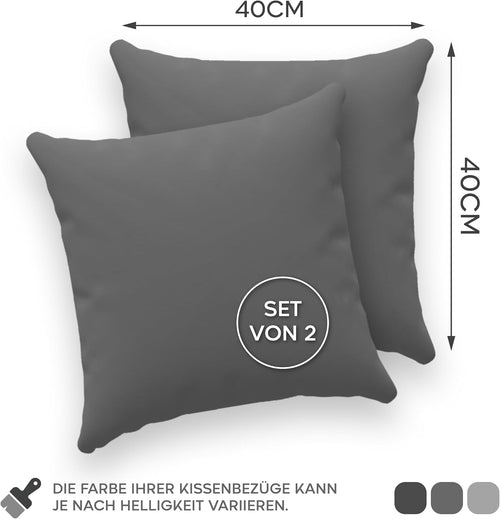 Twinzen - Kissenbezug 40x40cm - 2er Set - 100% Baumwolle - Anthrazit