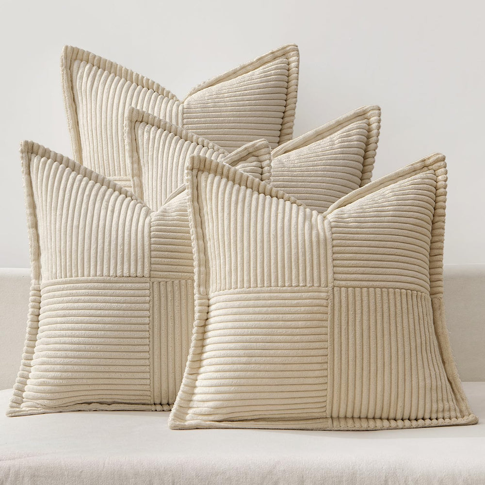 MIULEE 4er Set Kissenbezug 40×40cm Kordsamt Biese Patchwork Grüne Serie