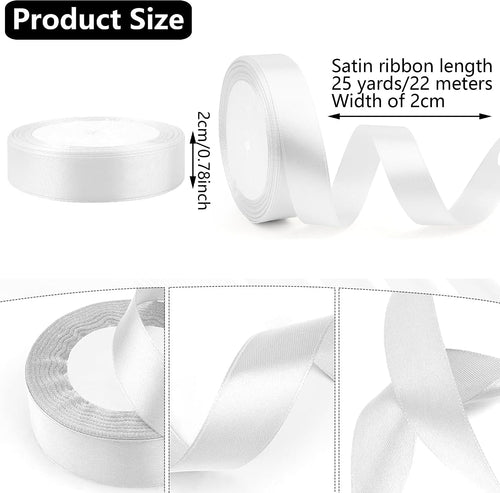 Geschenkband Satinband 22 m x 20 mm Weiß für Geschenkverpackung & Hochzeit