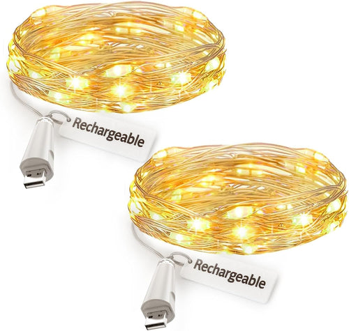 Aufladbare Lichterkette, 2 m, 2er Pack