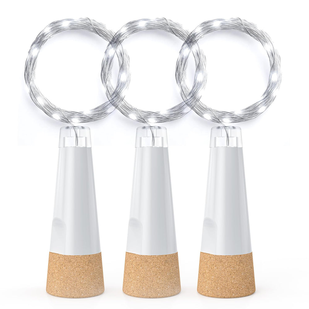 Flaschenlichter mit Korken, USB wiederaufladbares Weinflaschenlicht, batteriebetriebene Gläser, Lichterkette, 2025 verbesserte Lichterkette für Weihnachtsdekorationen(Warm weiß, 3 Pack)
