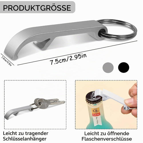 2 Stück Aluminium Flaschenöffner mit Schlüsselring – Leicht, robust & perfekt für Bier, Partys und unterweg