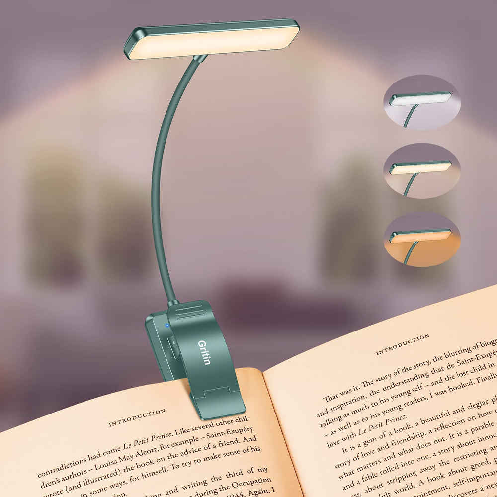 Gritin Leselampe Buch Klemme, USB Aufladbare Buchlampe mit 19 LEDs