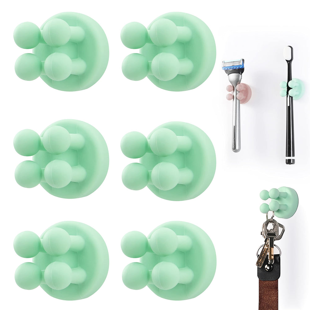 Zayin Silicone Toothbrush Zahnbürstenhalter Rasiererhalter Multifunktions-Haken Wasserdicht Selbstklebend Zahnbürstenhaken Stopfenhalter (4 Stück Schwarz, Weiß, Rosa, Grün)