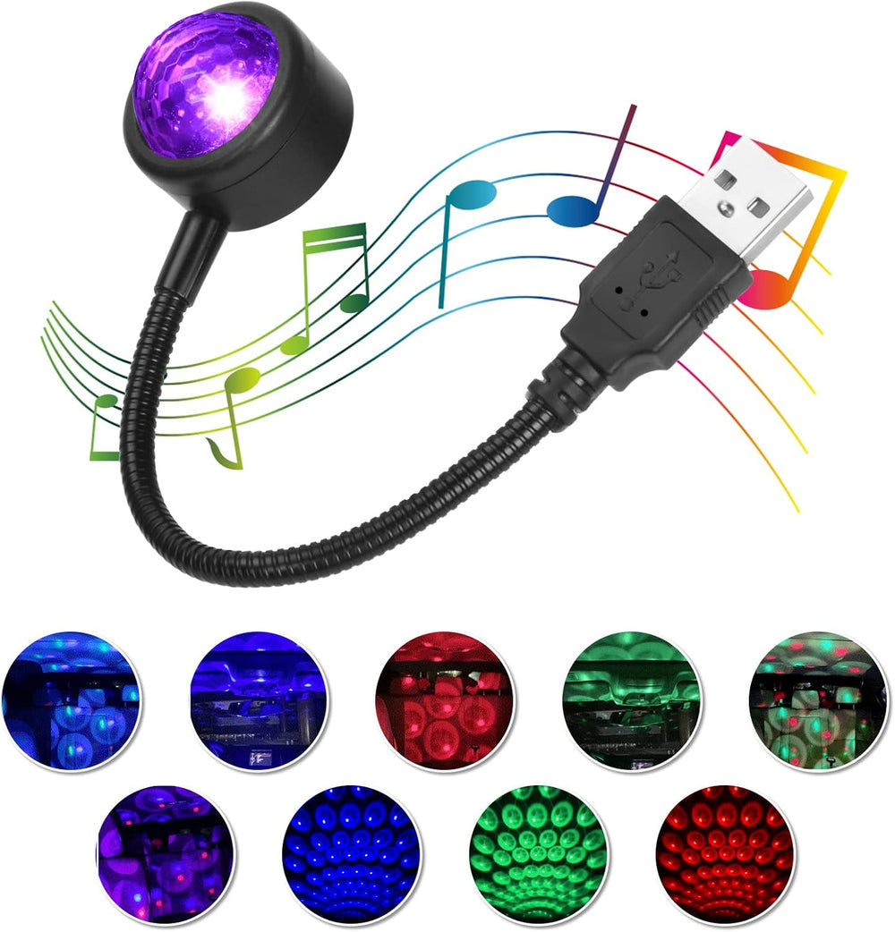 URAQT LED Auto Decke Starlight, USB-Nachtlicht 360° Rotierende Mini Discokugel Dachprojektor-Licht Flexible Innere Lampe für Party Abend Club Bar