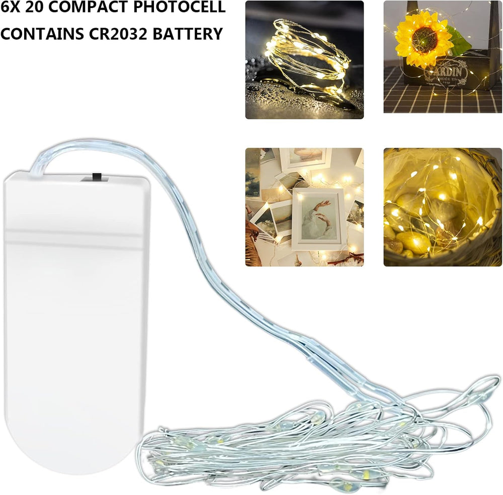 Jsdoin LED Mini Lichterkette mit Batterie, 6x20er Micro außen Lichterkette