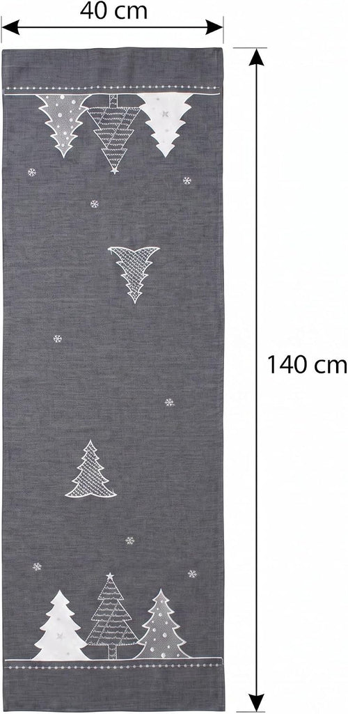 Tischläufer WINTERWALD grau, 40x140 cm, Moderne Tischdecke zu Weihnachten