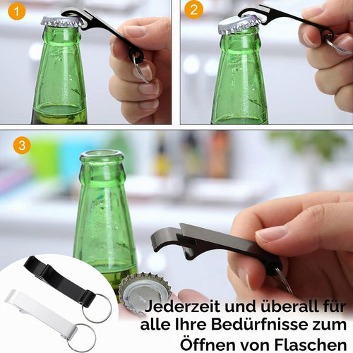 2 Stück Aluminium Flaschenöffner mit Schlüsselring – Leicht, robust & perfekt für Bier, Partys und unterweg