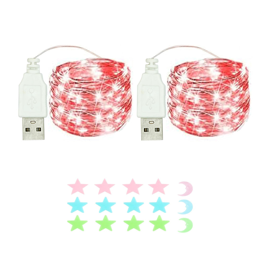 2 Stück LED Lichterkette, 30LED 3M / 10Ft USB lichterkette außen/innen Wasserdichte für Schlafzimmer, Hof, Hochzeit, Weihnachten, DIY etc (Warmweiß)