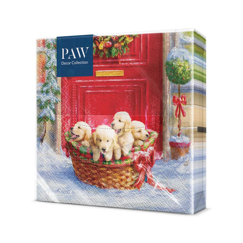 PAW Servietten 33 x 33 cm, 20 Stück - Weihnachtsschneeflocken Hellrot