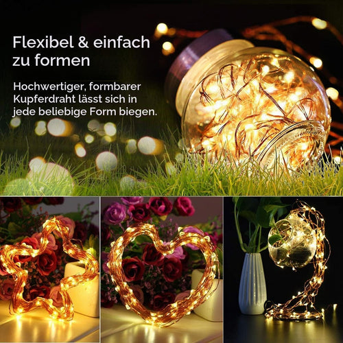 Augone 2 Stück lichterkette usb, 12m 120 LED Lichterkette Innen Warmweiß