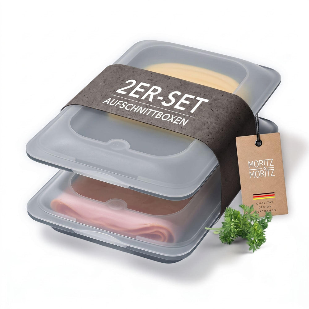 Moritz & Moritz 2er Set Aufschnittbox stapelbar Türkis – Frischhaltedosen mit Deckel zur Aufbewahrung von Wurst, Käse uvm. – lebensmittelecht, spülmaschinengeeignet