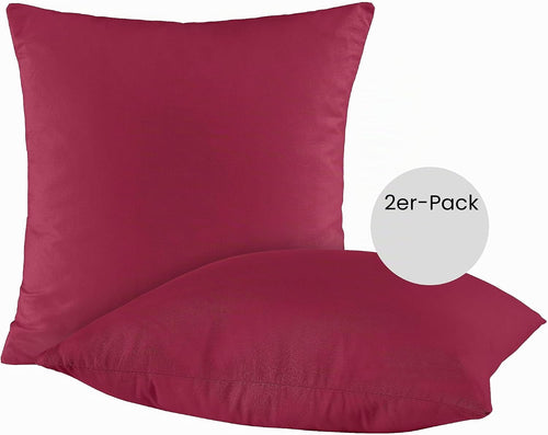 BaSaTex Baumwolle Renforcé Kissenbezug, 2er Pack, 40x40 cm, Bordeaux