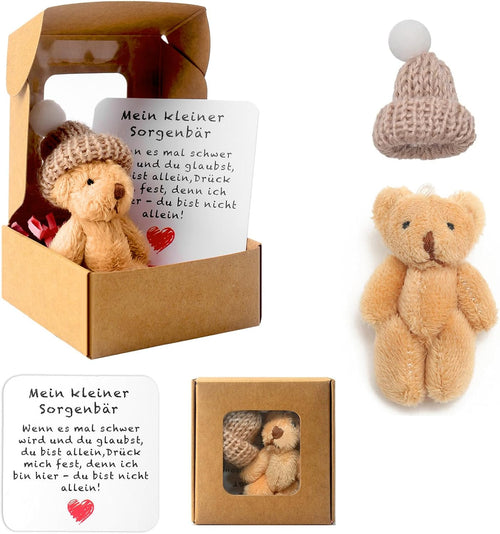 Mini Teddybär in der Box, kleiner Glücksbringer