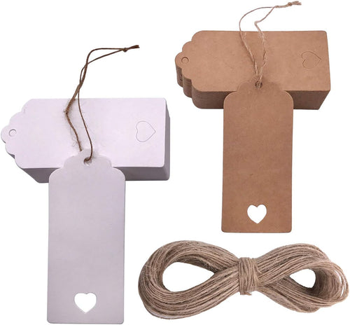 Geschenkanhänger mit Herzloch und Juteschnur 100 Stück