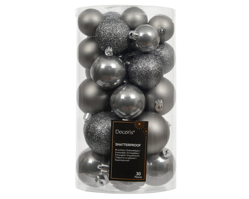 Kaemingk Weihnachtskugeln Kunststoff 4-6cm Mix 30er Set - bruchsichere Christbaumkugeln Weihnachtsbaumkugeln für Weihnachten - Christbaumschmuck & Weihnachtsbaumschmuck - Rosmarin