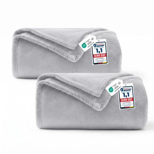 WAVVE Kuscheldecke Flauschig Decke Tagesdecke 150x200 - Sofadecke Grau