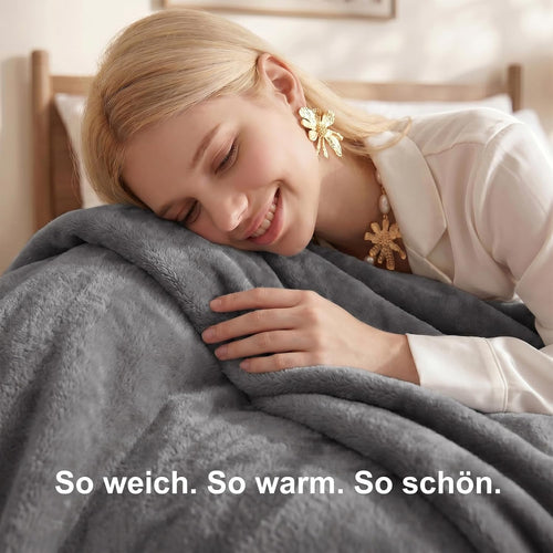 WAVVE Kuscheldecke Flauschig Decke Tagesdecke 150x200 - Sofadecke Grau