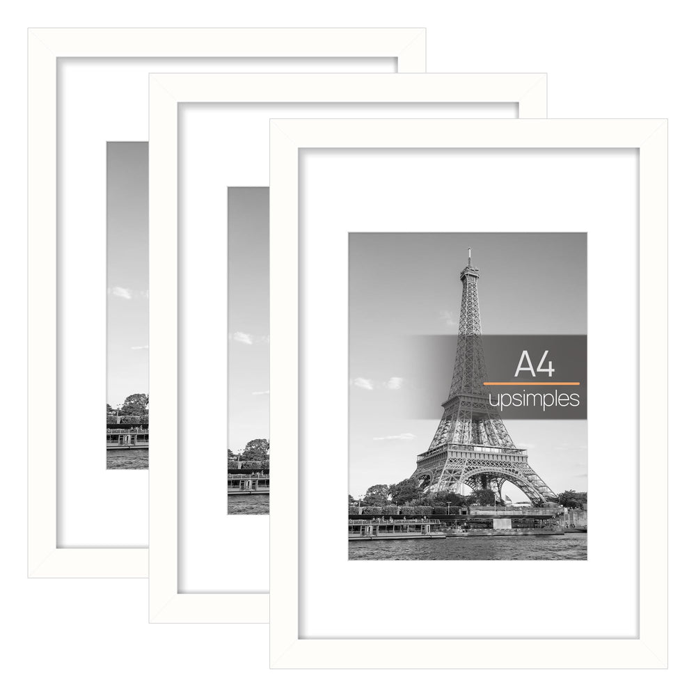 upsimples 3 Pack Bilderrahmen A4, Bilderrahmen Kinderzeichnungen A4，Picture Frame Schwarz für Fotos, Bilder, Poster