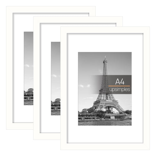 upsimples 3 Pack Bilderrahmen A4, Bilderrahmen Kinderzeichnungen A4，Picture Frame Schwarz für Fotos, Bilder, Poster
