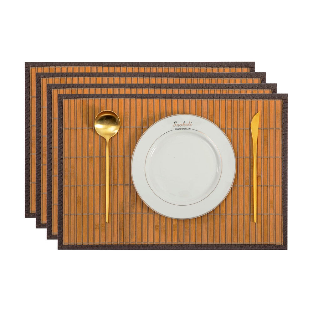 Tischsets Abwaschbare Tischset Bambus Platzset rutschfest, Schmutzabweisend, Wärmeisolierende Tischsets Korrosionsbeständig Platzsets für den Küchentisch 8er-Set (Braun)