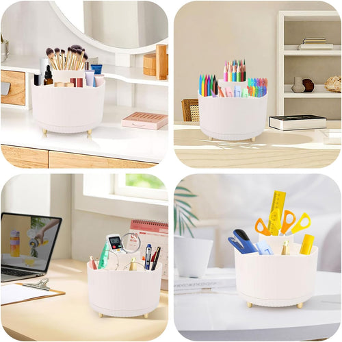 VFANDV Make up Organizer, 360°Kosmetik Organizer Lidschattenpinsel Lippenstiftetui Schminktisch Organizer 5 Fächer Schminktisch Zubehör Makeup Organizerfür Schlafzimmer, Bad,Toilette-Weiß