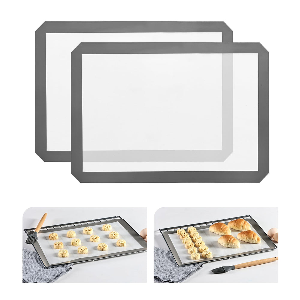 KitchenRaku Rechteckig Backmatte aus Silikon,Antihaftbeschichtung Silikon Backmatte Dauerbackfolie Wiederverwendbar Backfolie Silikonmatte BPA frei (Brillantes Schwarze 1PCS, 30x40cm)