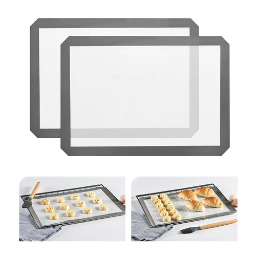 KitchenRaku Rechteckig Backmatte aus Silikon,Antihaftbeschichtung Silikon Backmatte Dauerbackfolie Wiederverwendbar Backfolie Silikonmatte BPA frei (Brillantes Schwarze 1PCS, 30x40cm)