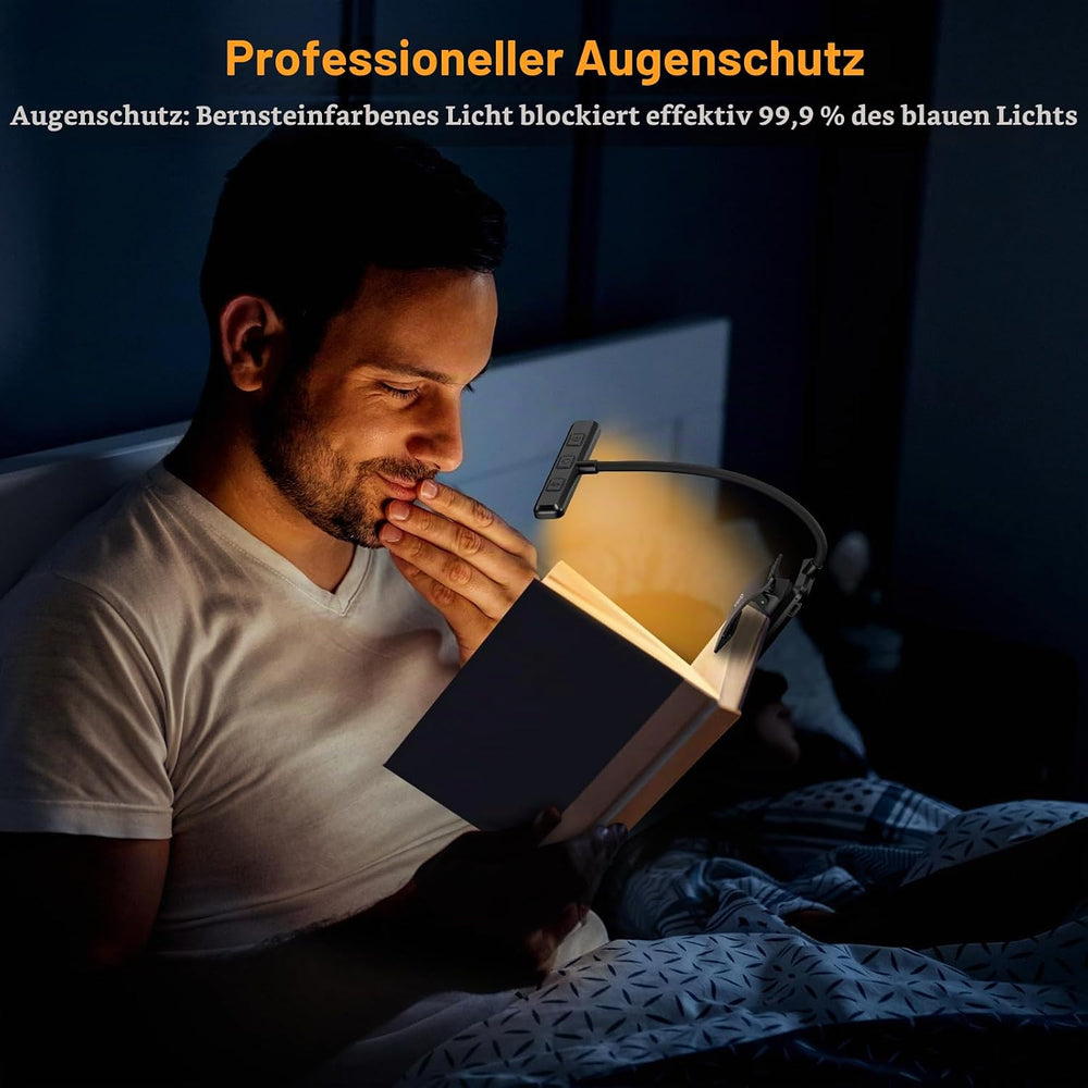 Gritin Leselampe Buch Klemme, USB Aufladbare Buchlampe mit 19 LEDs