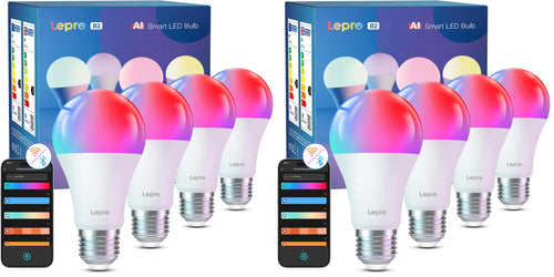 Lepro AI Smart Glühbirne B1, E27, 8,5W, 806lm, dimmbar, RGB+CCT