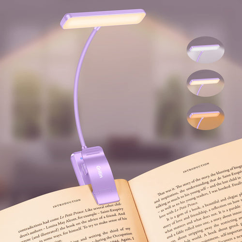 Gritin Leselampe Buch Klemme, USB Aufladbare Buchlampe mit 19 LEDs