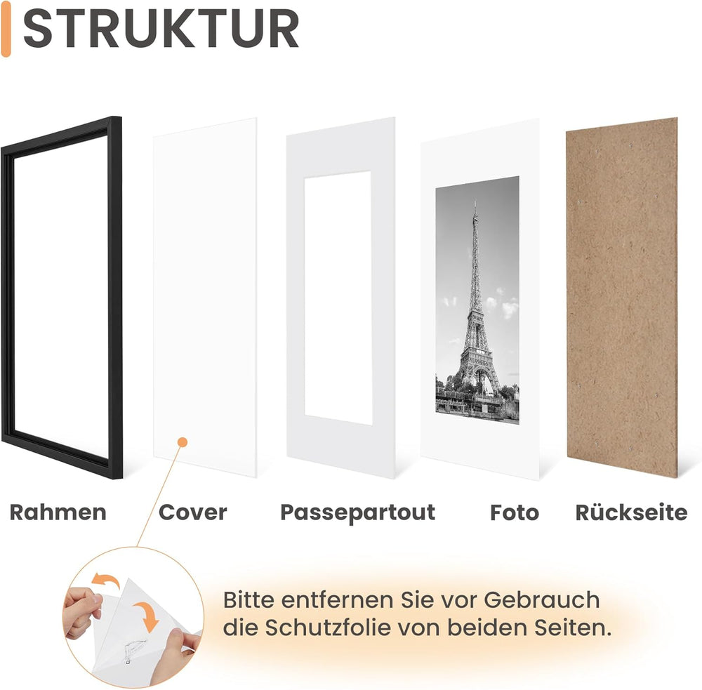 upsimples 3 Pack Bilderrahmen A4, Bilderrahmen Kinderzeichnungen A4，Picture Frame Schwarz für Fotos, Bilder, Poster