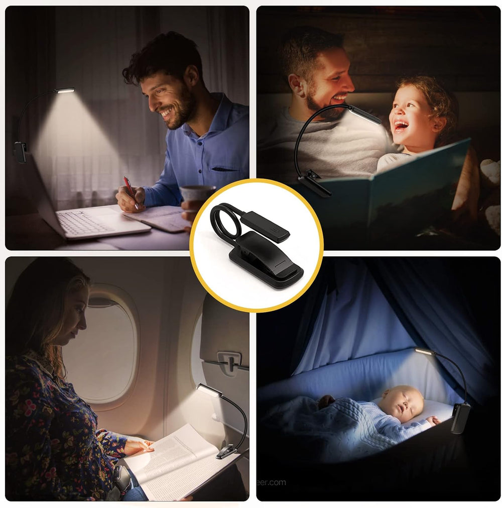 TEAMPD Leselampe Buch Klemme, Buchlampe mit 10 LEDs, 3 Farbtemperatur Modi Dimmbare Helligkeit, Augenschutz Klemmlampe, USB Wiederaufladbare Klemmleuchte, 360° Flexibel für Nachtlesen ins Bett, Reisen