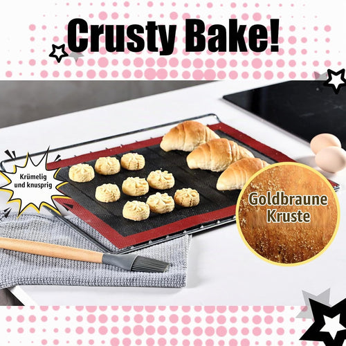 KitchenRaku Rechteckig Backmatte aus Silikon,Antihaftbeschichtung Silikon Backmatte Dauerbackfolie Wiederverwendbar Backfolie Silikonmatte BPA frei (Brillantes Schwarze 1PCS, 30x40cm)